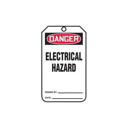 Accuform Safety Tags, DANGER ELECTRICAL HAZARD, 5.75in x 3.25in, RP-Plastic, 25PK MDT151PTP